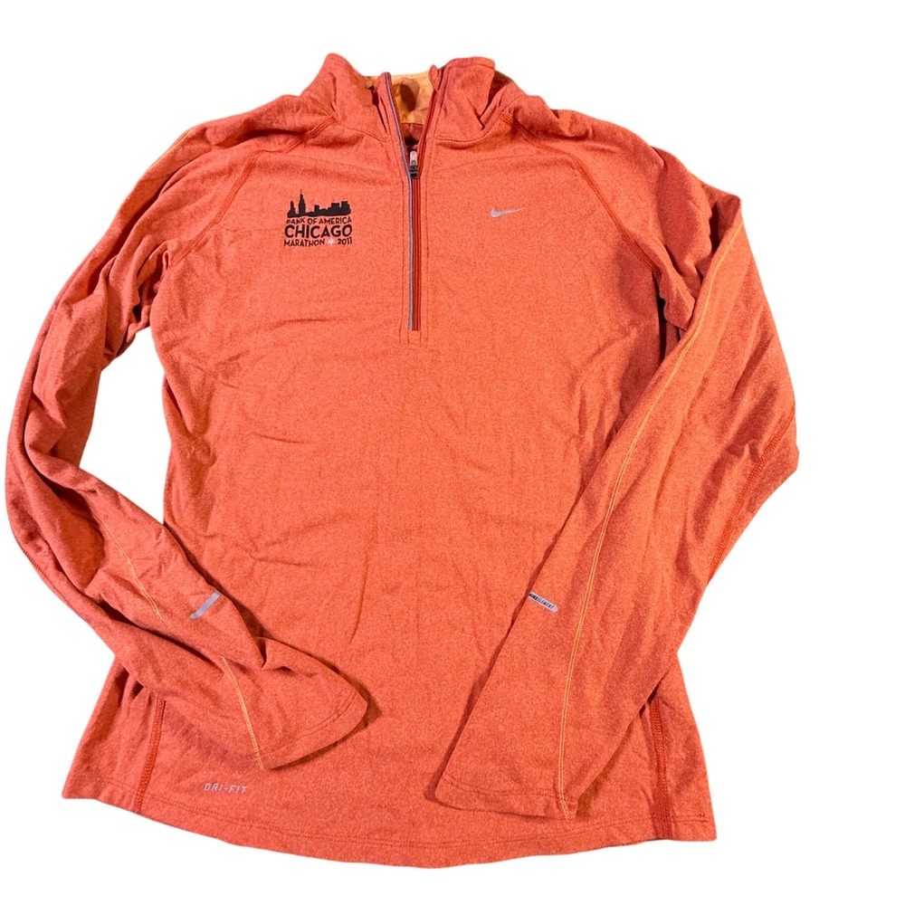 Nike Dri-FIT Chicago Marathon 2011 Quarter Zip Running Top Orange Medium